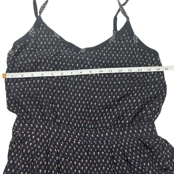 FatFace Women Jumpsuit Sz 10 Black Brown Pockets Floral Cropped Spaghetti Strap - Picture 8 of 16